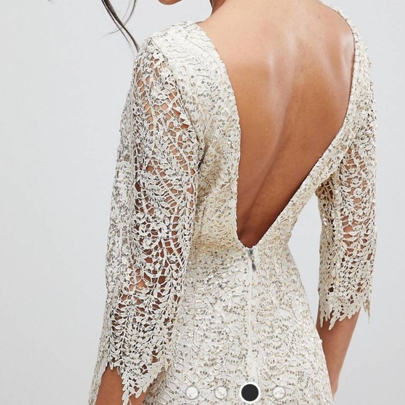 NWT Paper dolls sequin crochet pencil dress - Picture 2 of 7